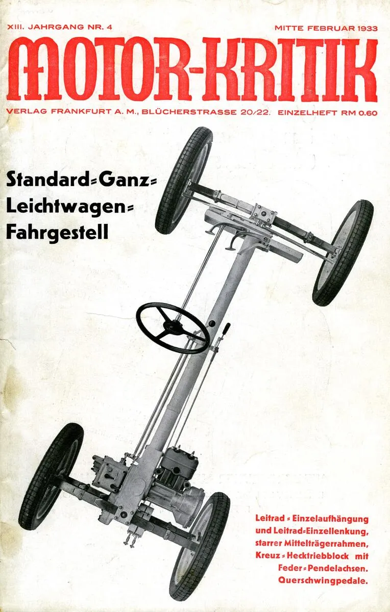 Motor-Kritik no. 4, 1933, showing the chassis of the Standard Superior