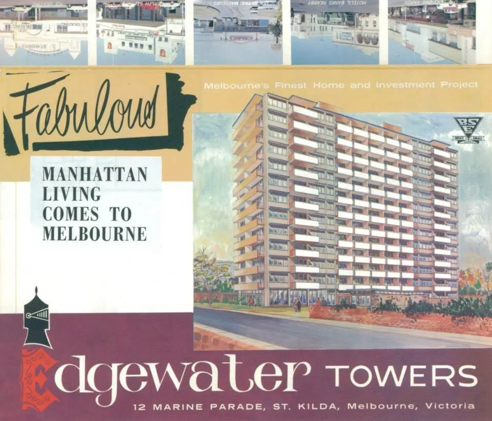 Sales brochure of Edgewater Towers, St Kilda, 1960s