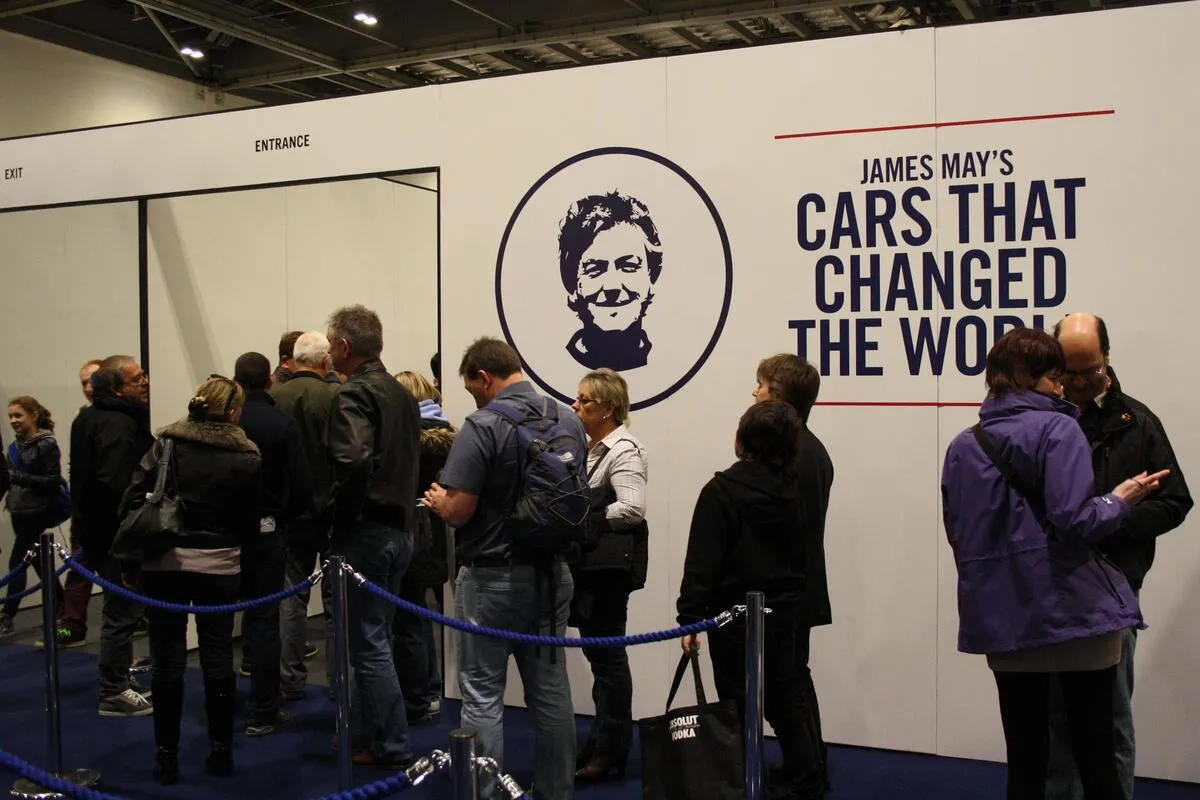 James May with the 1933 Standard Superior chassis, London Classic Car Show 2015