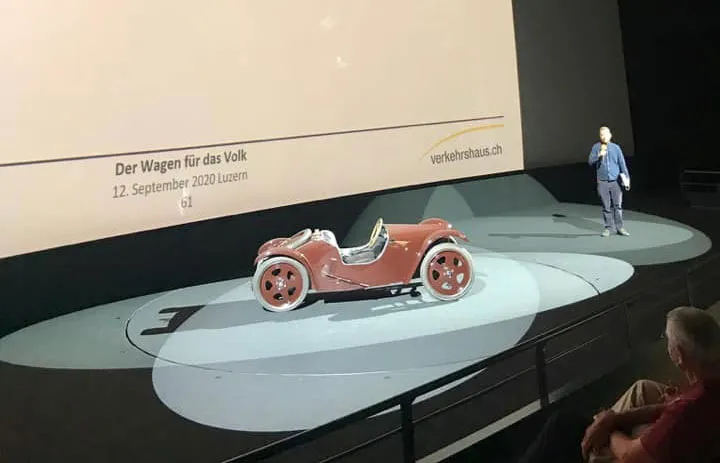 The 1931 Maikäfer on stage at the Swiss Museum of Transport, 12 September 2020